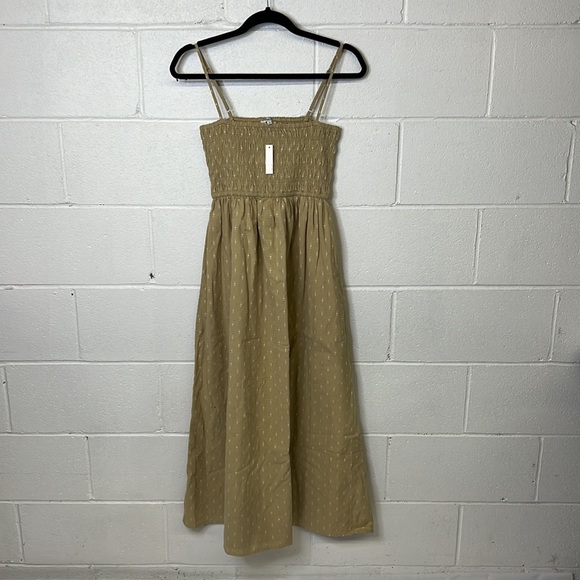 New nwt Madewell Theo Sleeveless Midi Dress Size Small 4-6 Pale Yellow printed - Picture 2 of 4